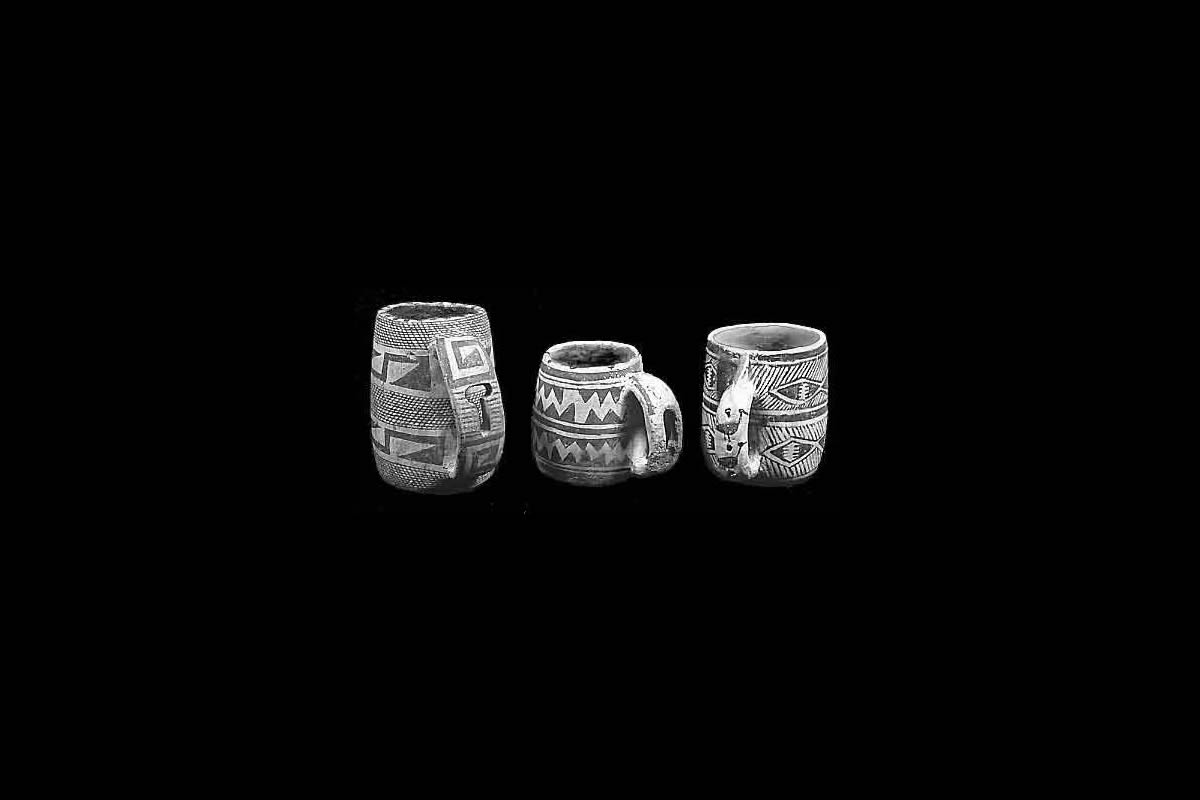 Ancestral Pueblo (Anasazi) mugs from SW Colorado, made between 1000 and 1280 CE.