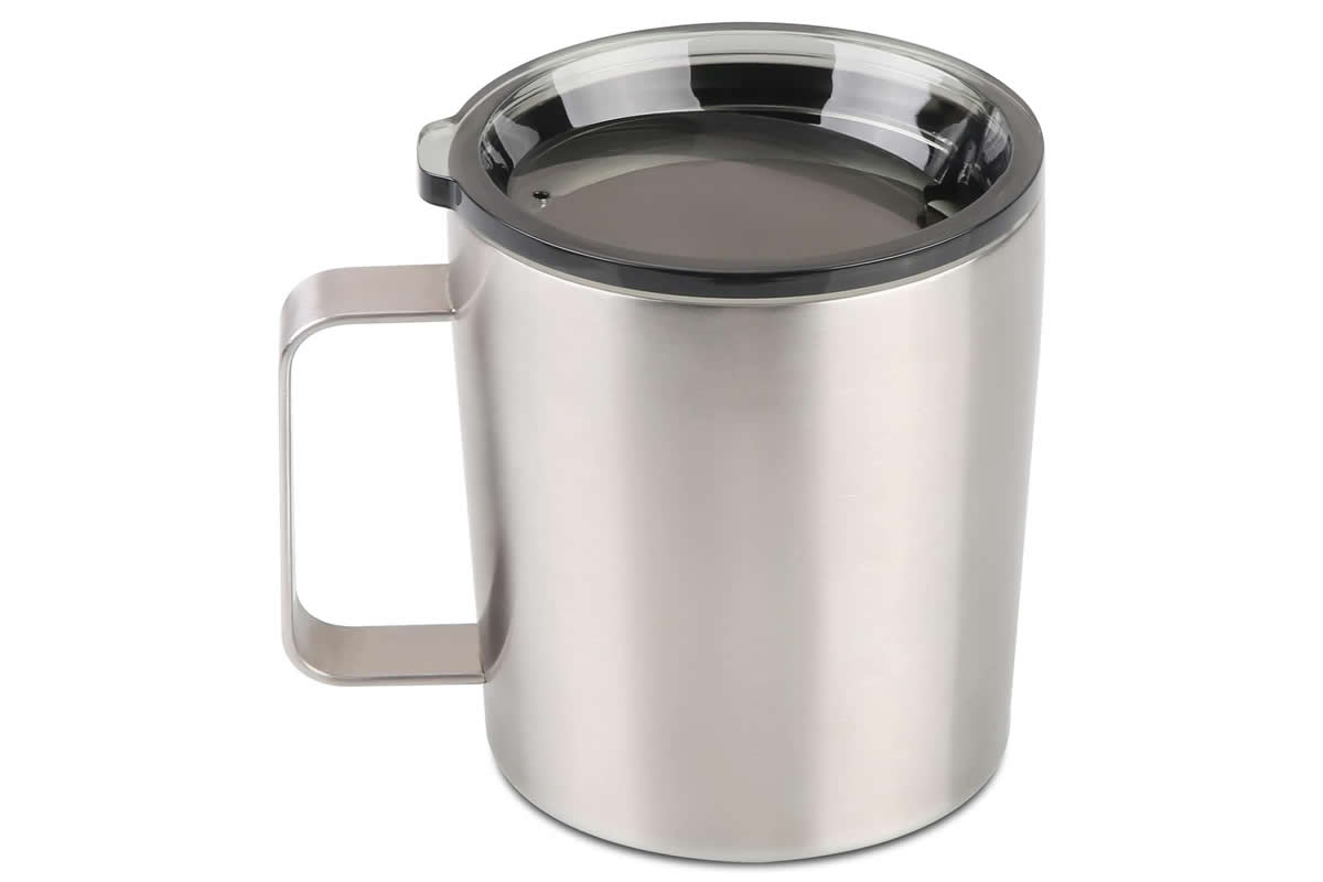 Stainless steel - silver multipurpose mug.