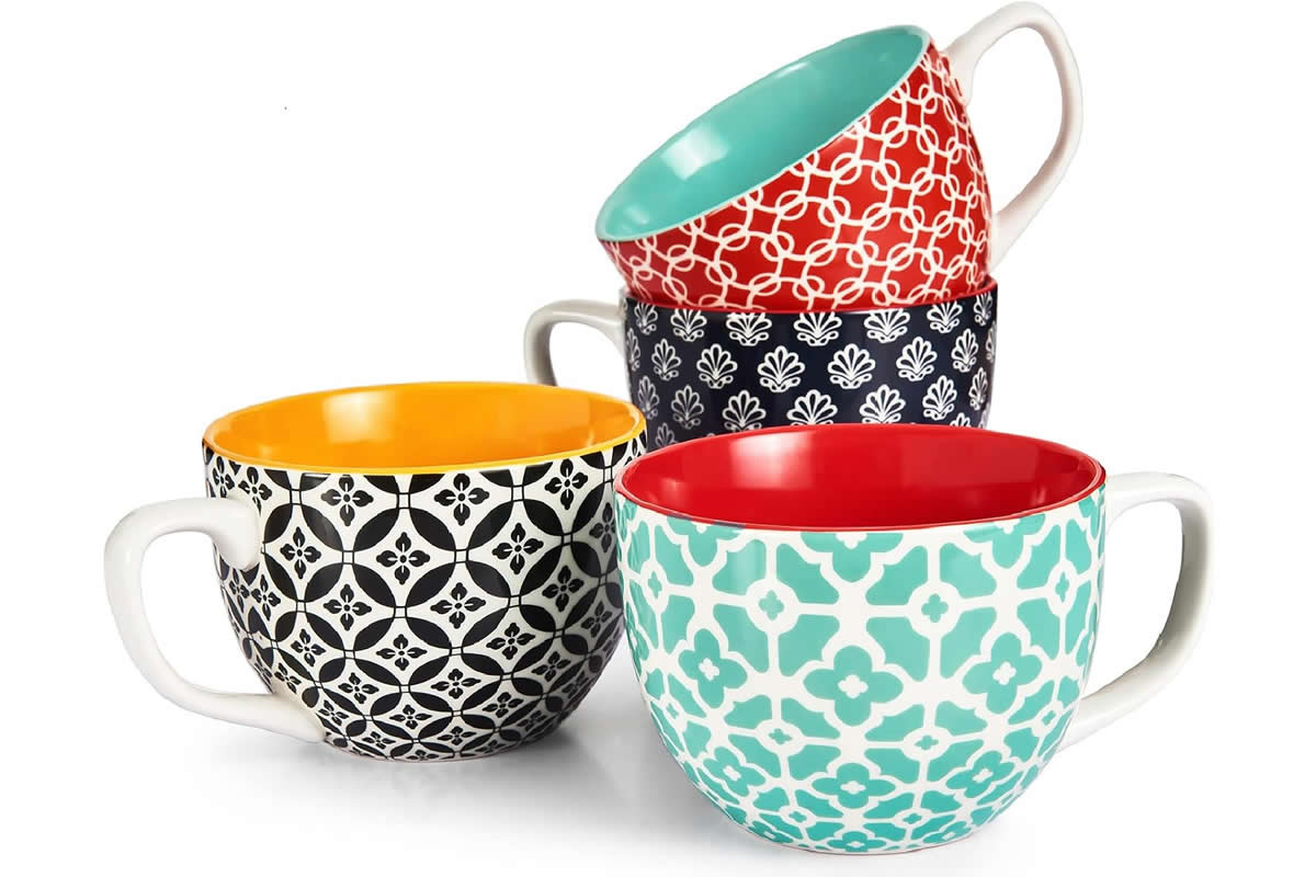 Large soup mugs.