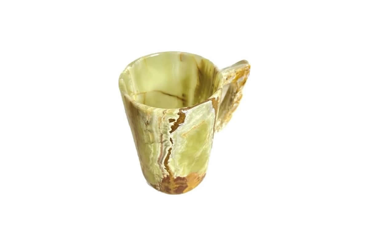 Onyx crystal greenish decorative stone mug.
