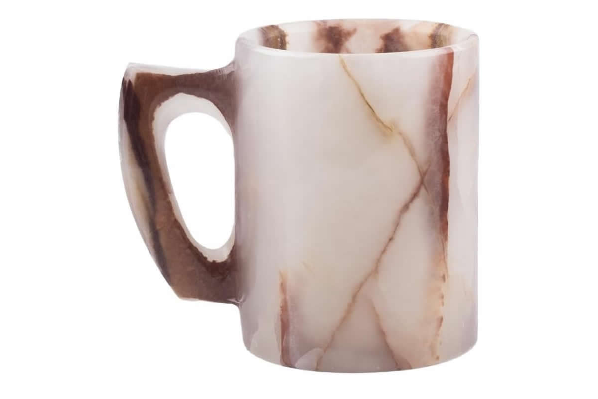 Onyx crystal reddish decorative stone mug.