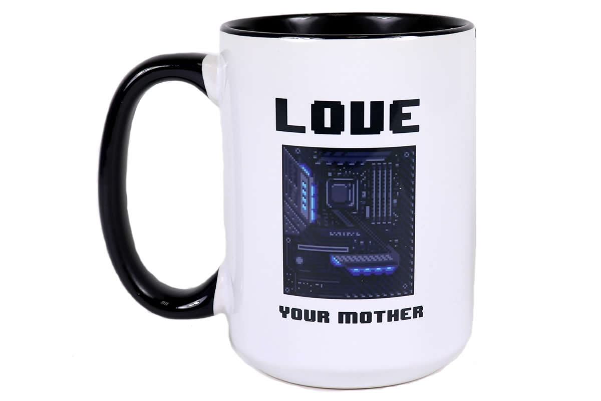 Paul's Hardware merch mug. Bit Love Your Mother.