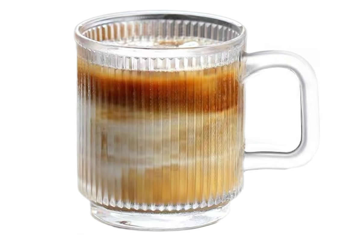Premium glass mug. Classic vertical stripes glass.
