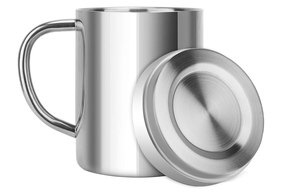 Insulated mug with lid, Stainless Steel, Double wall vacuum insulated travel mug.