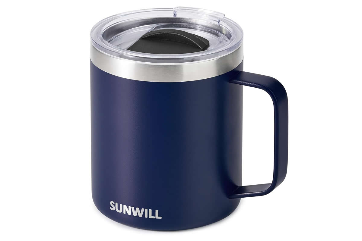 Stainless steel insulated travel  mug.
